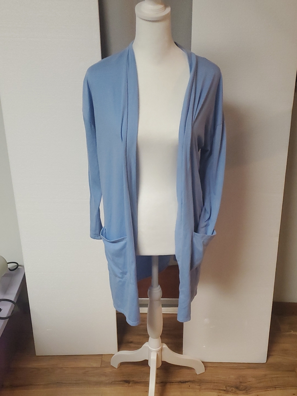 Notations Light Blue Open-Front Pocket Cardigan